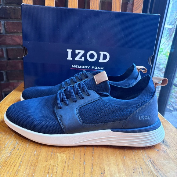 IZOD mens Bannister memory foam lace up sneaker shoes navy 12 - Picture 4 of 8